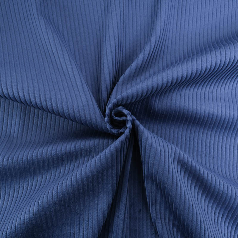 Tissu Velours Côtelé Coton Indigo - Maison Klem